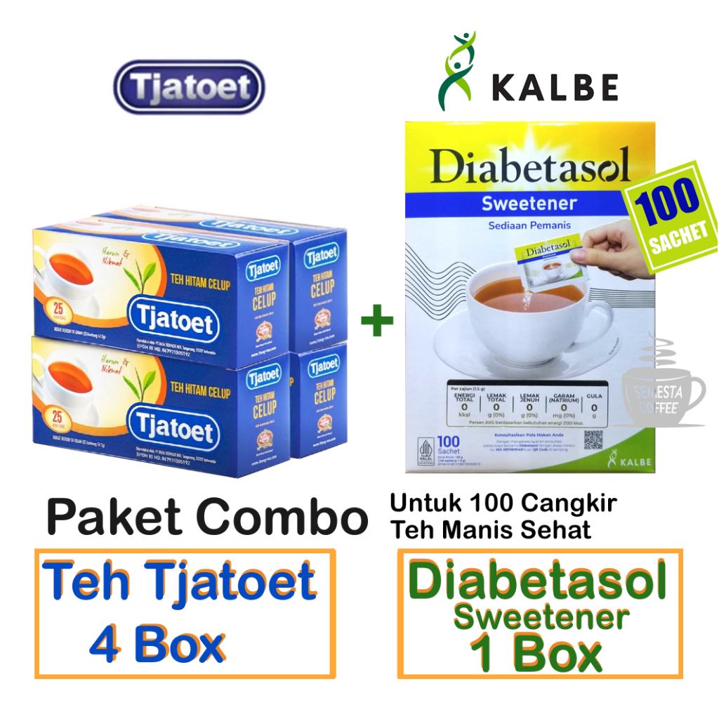 Paket Teh Tjatoet Celup 4 Box + Diabetasol Sweetener 1 Box 100 sachet
