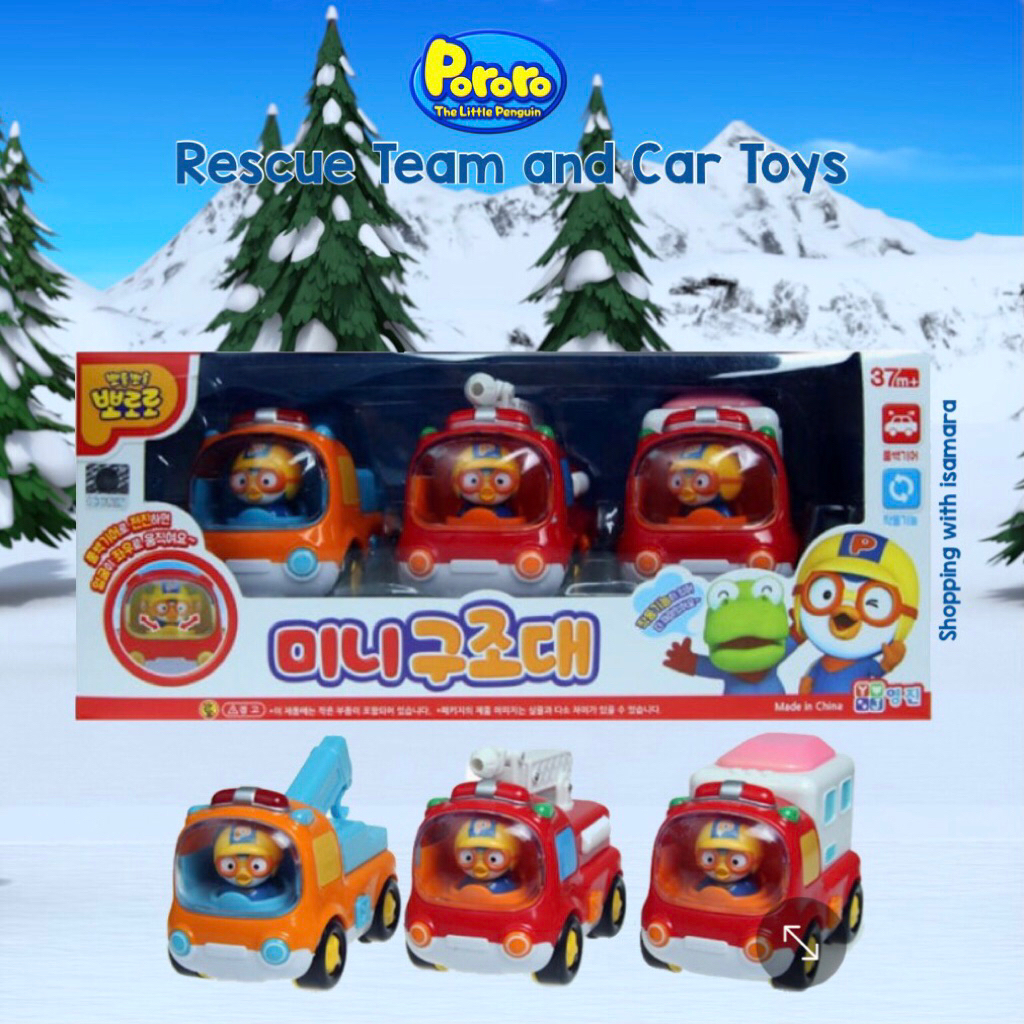 Pororo Rescue Team and Car Set / Mainan Mobilan