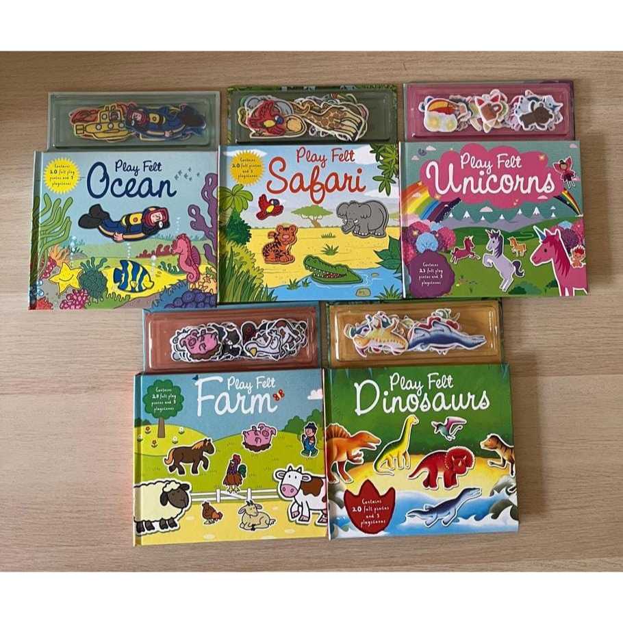 Buku Edukasi Sensory - Soft Felt Play Book tema Ocean Unicorns Dinosaurs Farm Safari  (Imaginethat) 