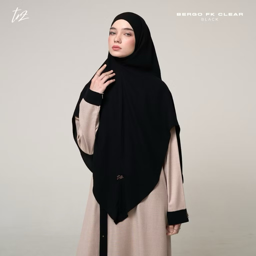 Preloved Khimar Bandana Clear Jetblack Pekat by Trz