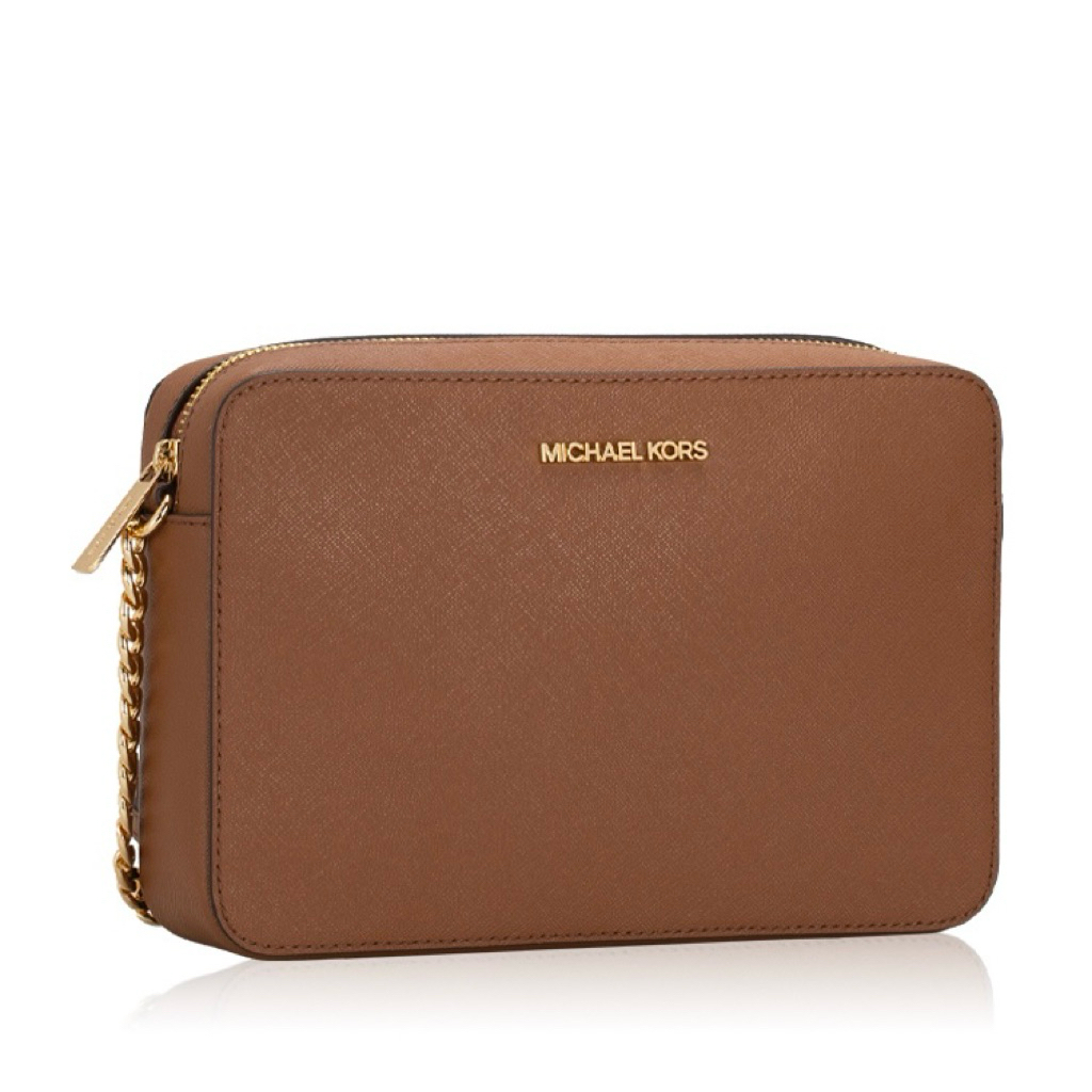 PL MK Jet Set Large Saffiano Leather Crossbody Bag Luggage