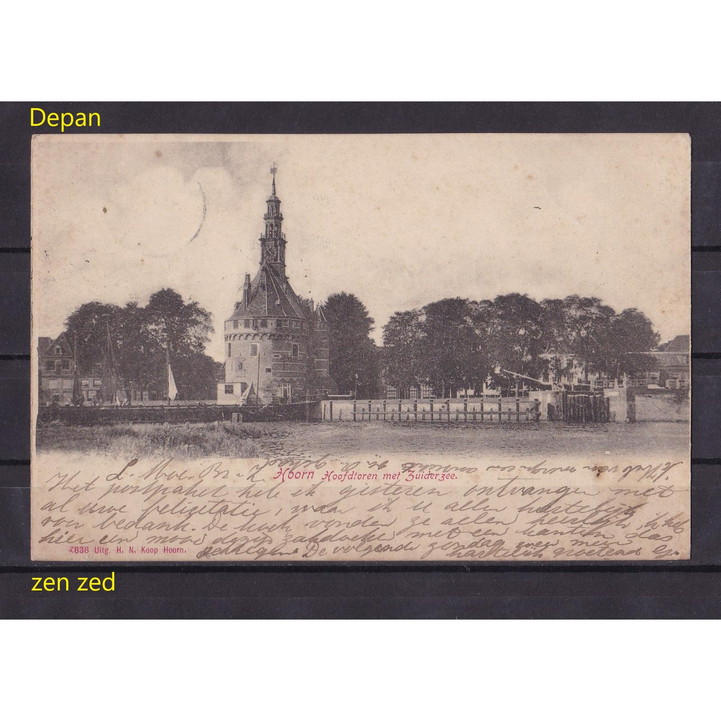 B012 Kartu Pos Kuno Belanda Tahun 1903 Hoorn Hoofdtoren