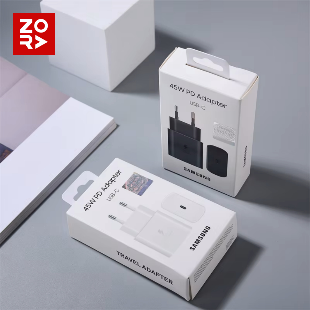 ZORA Adaptor Samsung Charger 45W PD Adapter Super Fast Charging 2.0 Original Type C to C 5A Kabel Da