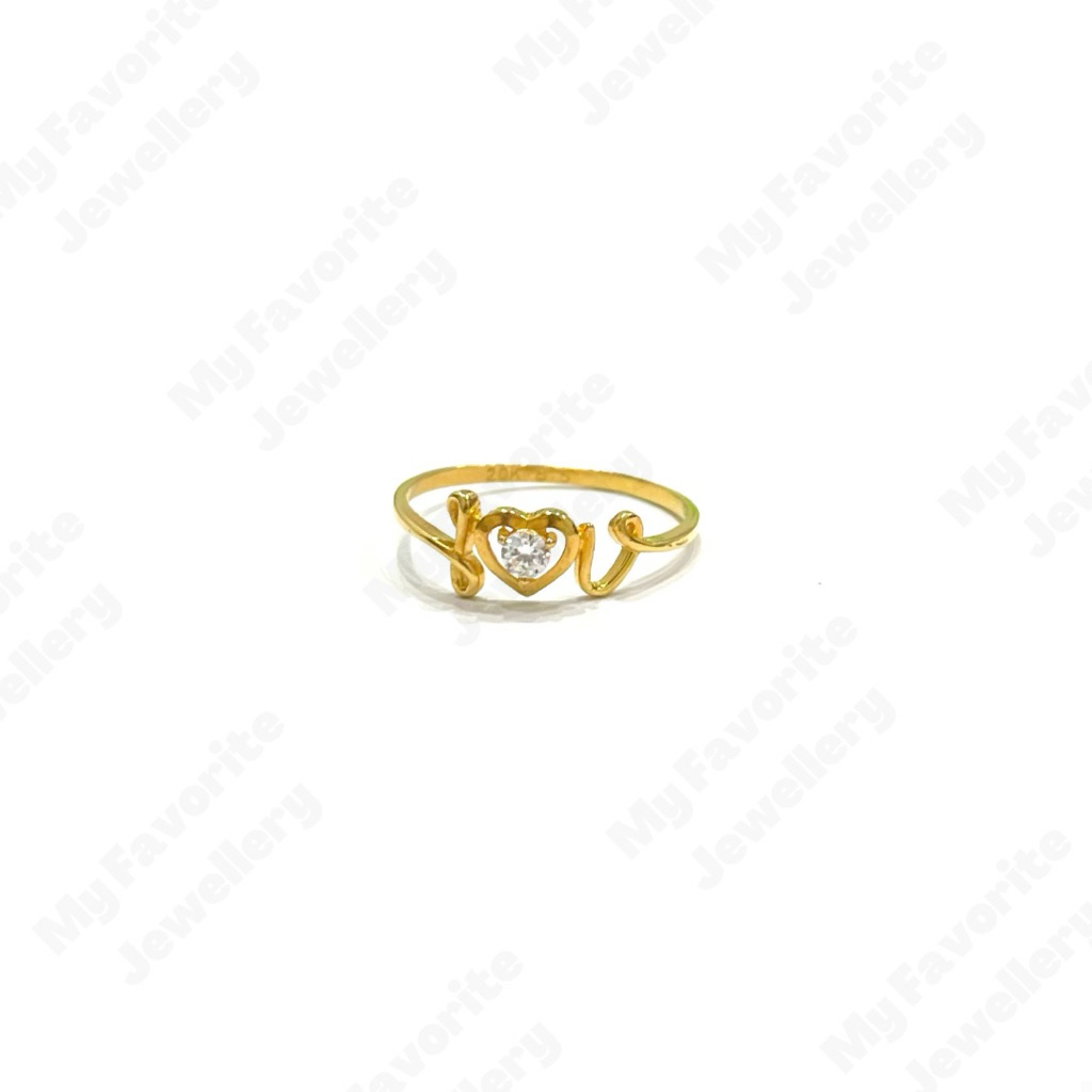 Cincin I Love U Solitaire Uk13 Emas Asli Kadar 875