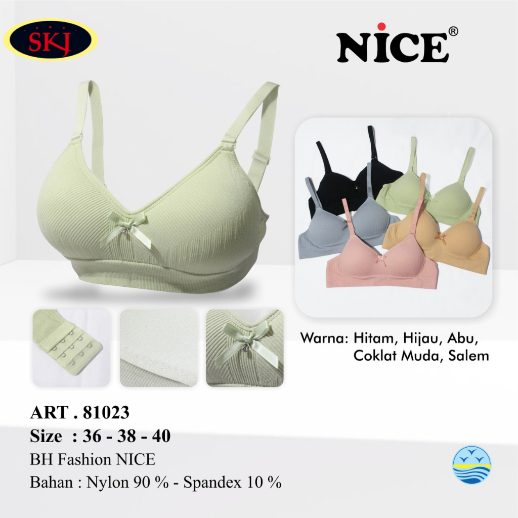 BH Brallete NICE 81023 Seamless Tanpa Kawat Busa Tebal ukuran 36-40 / Pakaian Dalam Wanita