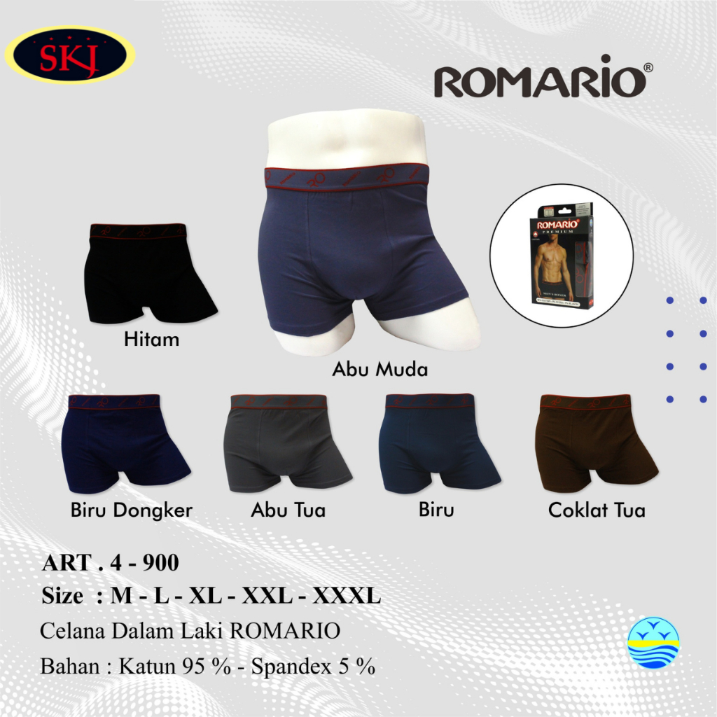 [ISI 2] CD Pria ROMARIO 4900 Model Boxer Bahan Katun / Celana Dalam Pria Boxer Katun Halus- ROMARIO 