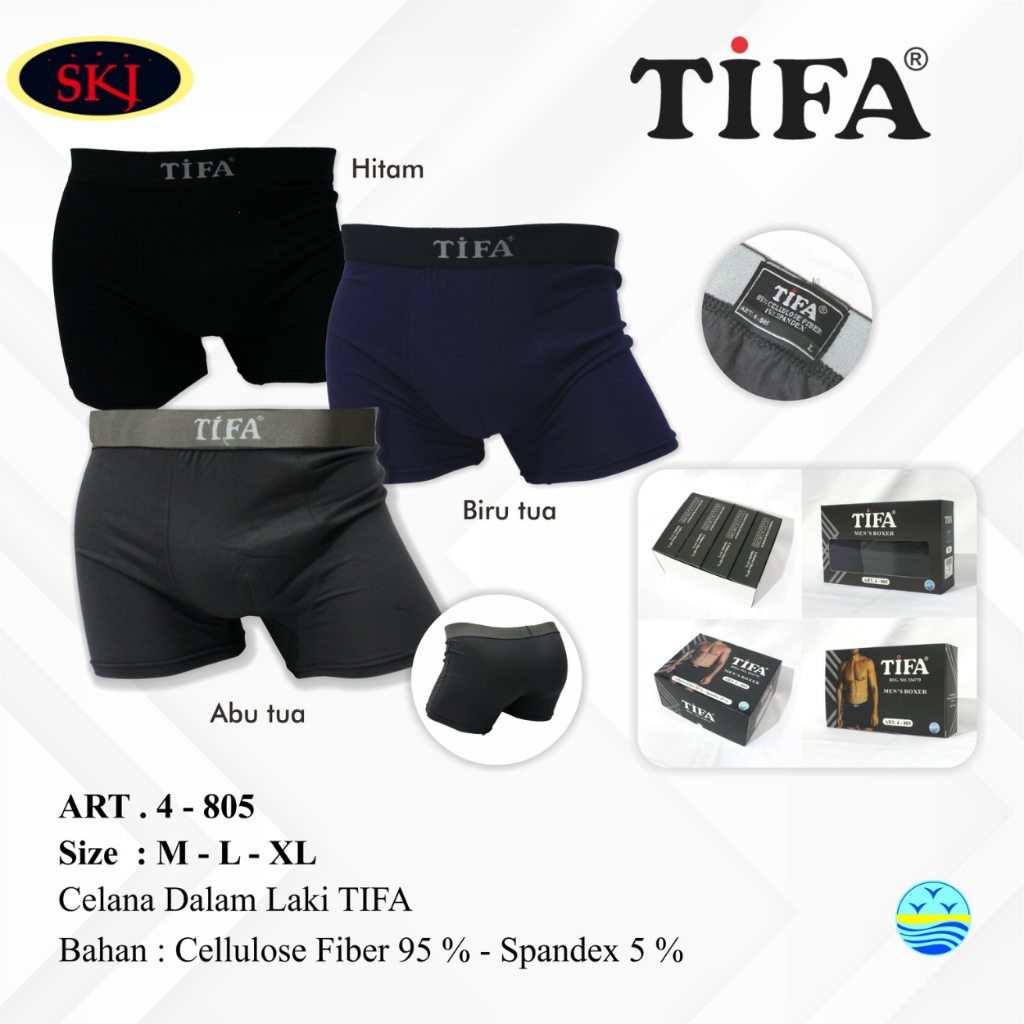 [ISI 3] CD Pria TIFA 4805 Model BOXER Bahan Katun Premium / Celana Dalam Pria
