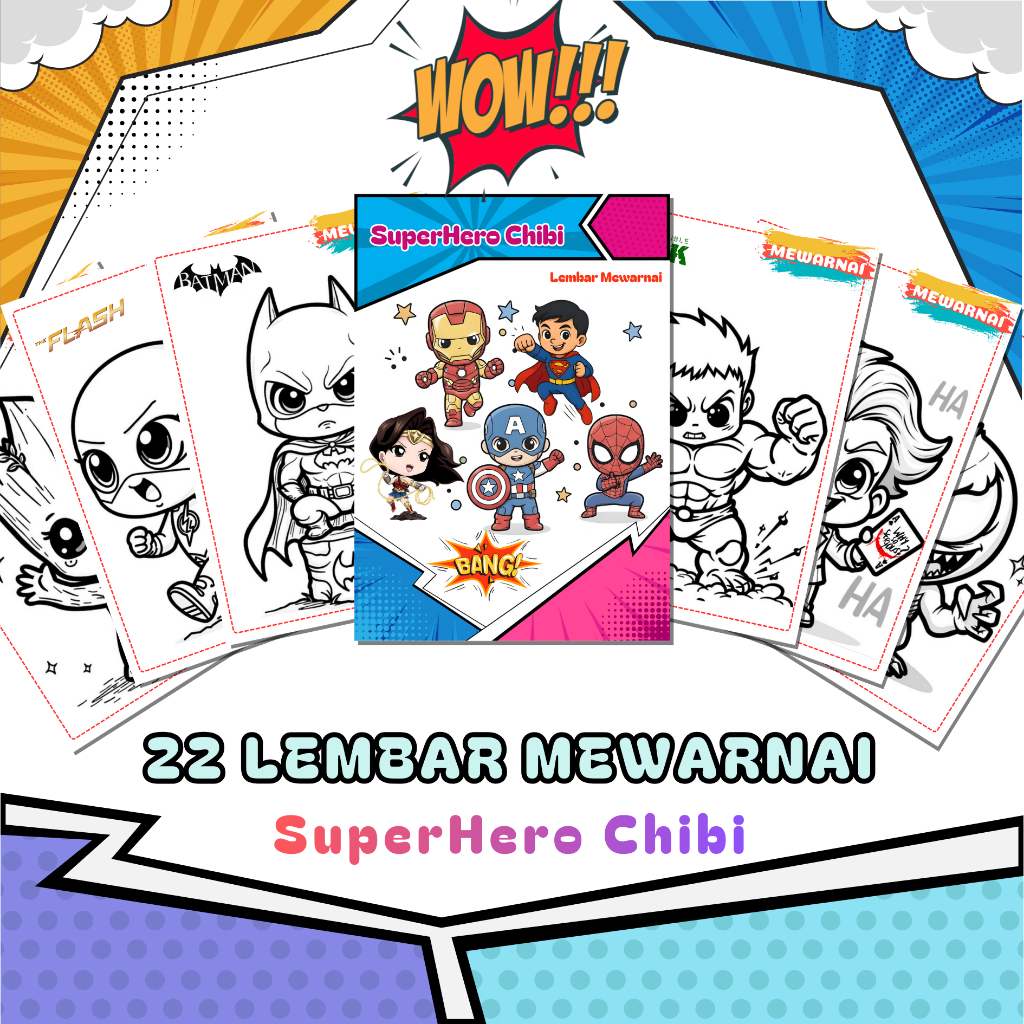 Lembar Mewarnai / Kertas Gambar Mewarnai Anak Remaja Tema Superhero