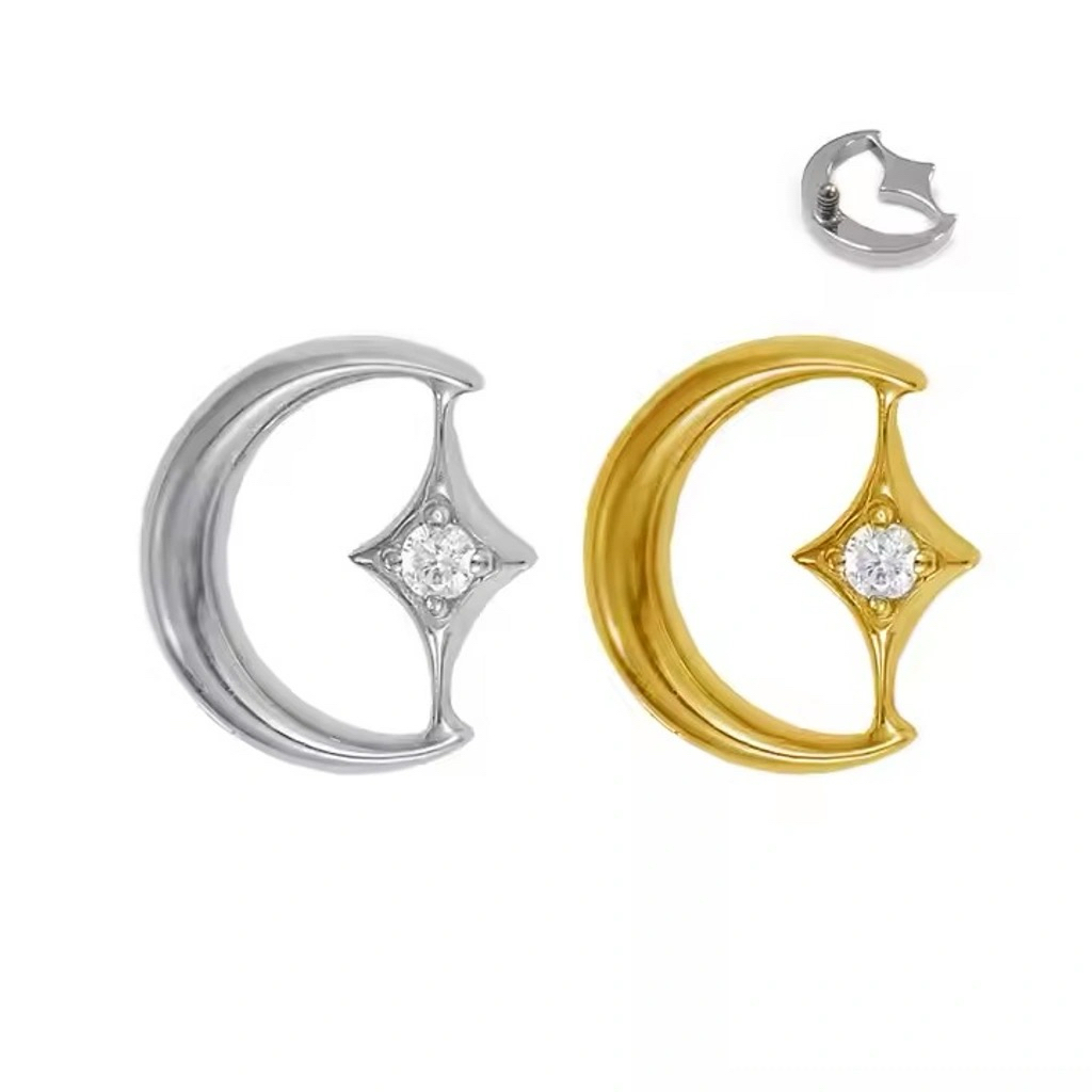 piercing indonesia half moon flatback titanium