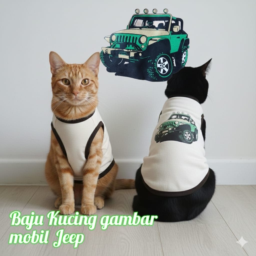 Baju Kucing Lucu Murah Gambar Mobil Jeep Hijau / Pakaian Kucing & Anjing