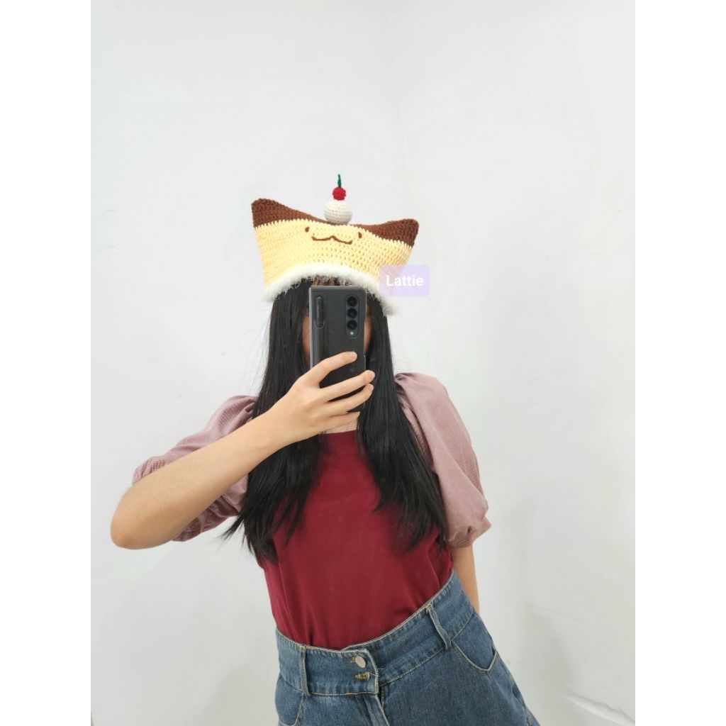 HANDMADE POMPOMPURIN CAT BEANIE HAT/CAT BEANIE/NEKO BEANIE/KUPLUK KUCING/JAEHYUN NCT 127/NCTZEN/NCT1