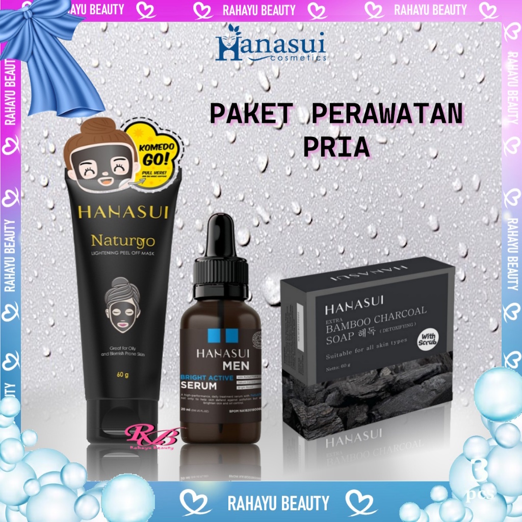 HANASUI Paket Perawatan Pria | Sabun Wajah | Serum Men | Masker Wajah