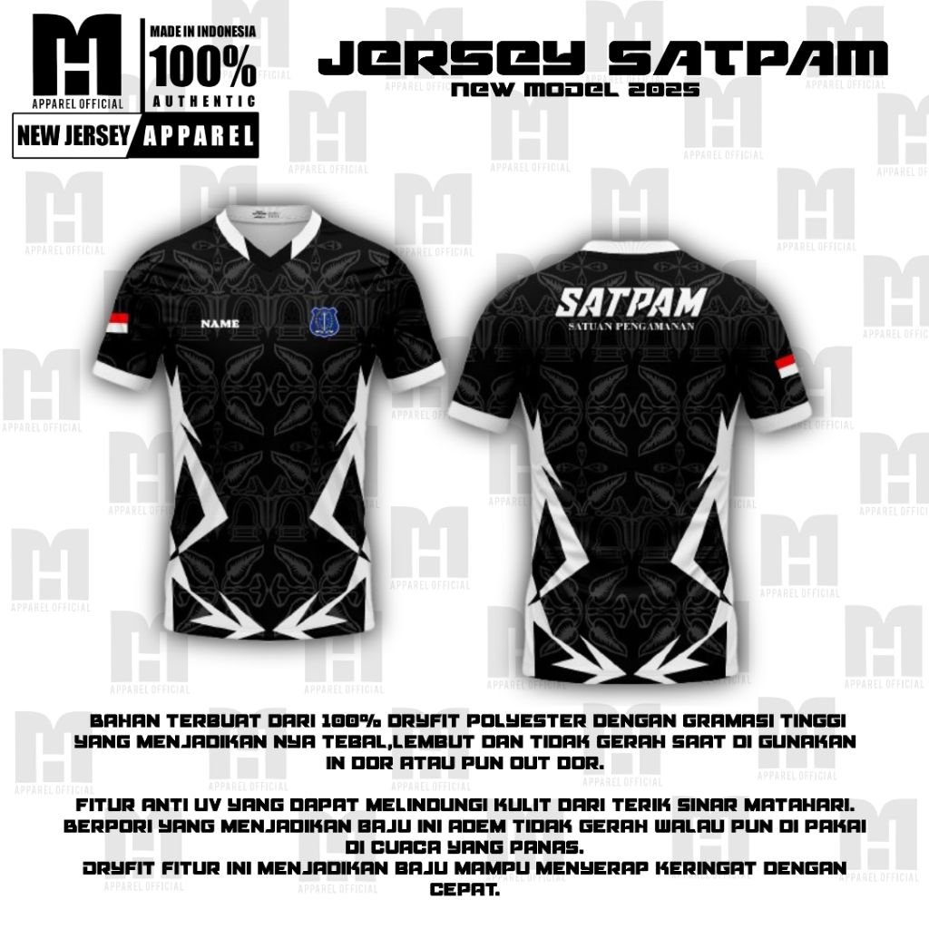 JERSEY SATPAM / KAOS SECURITY / SERAGAM SATPAM GRATIS DESAIN DAN LOGO FULL PRINTING