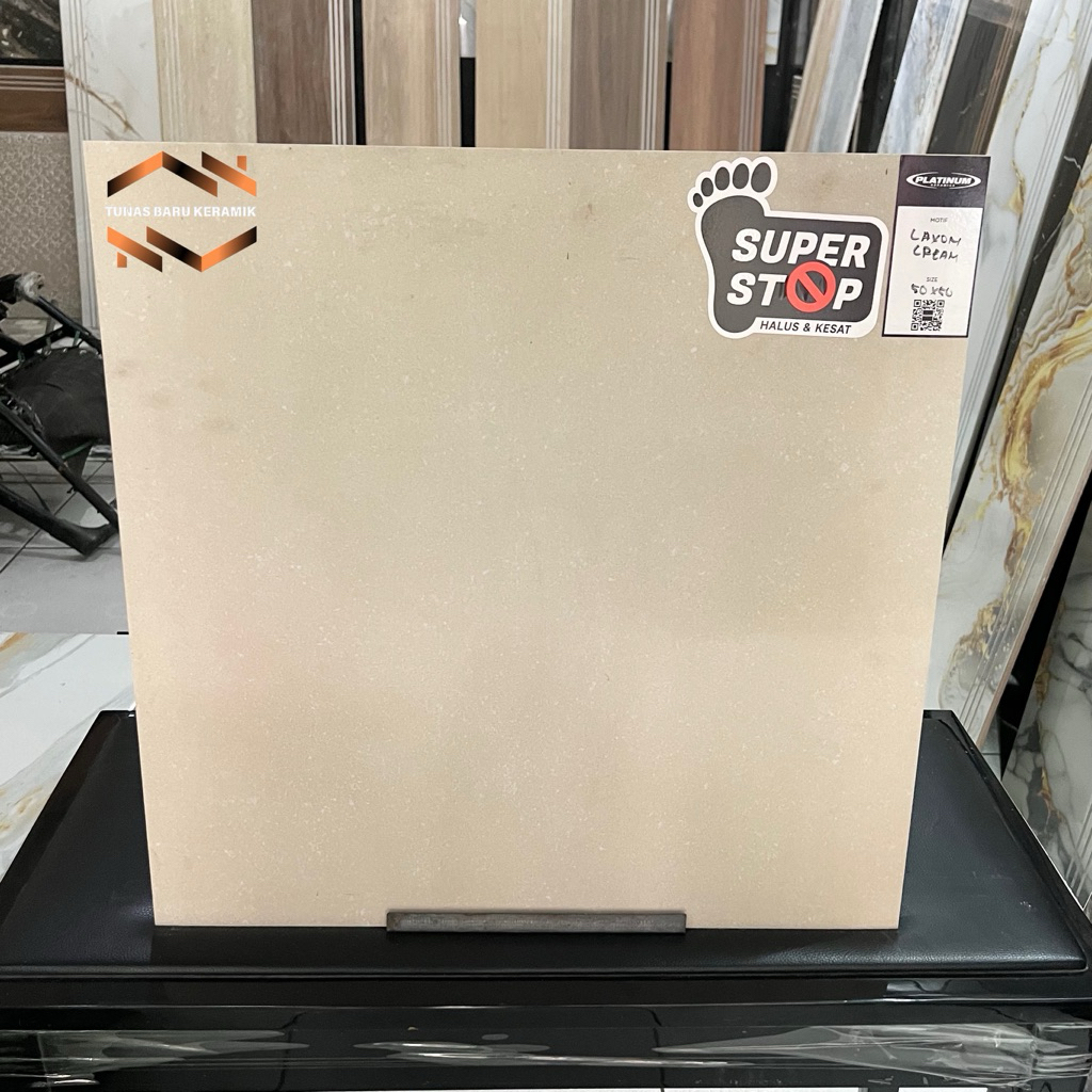 Keramik Cutting 50x50 Platinum Laxom Cream  | Matt/Super Stop