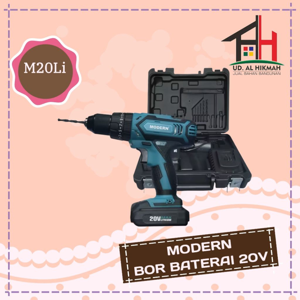 MODERN M20Li MESIN BOR BATERAI 20V CORDLESS DRILL MODERN M-20Li BOR CAS BATERAI