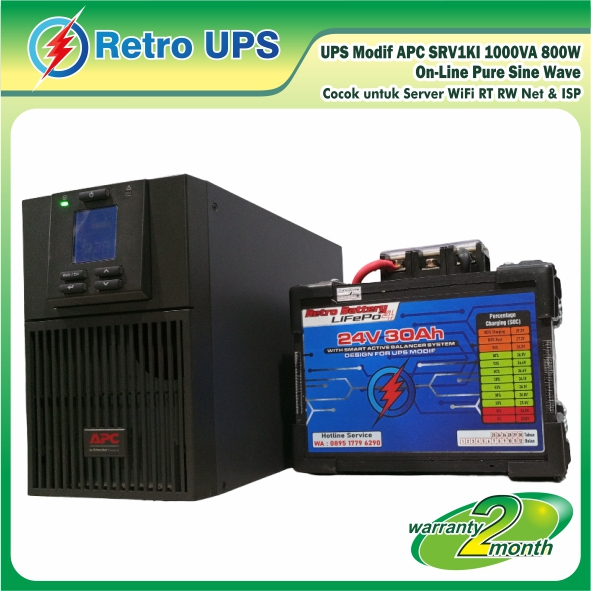 UPS Modifikasi APC SRV1KI 1000VA 800W On-Line Pure Sine Wave | Baterai Eksternal | Cocok untuk Serve