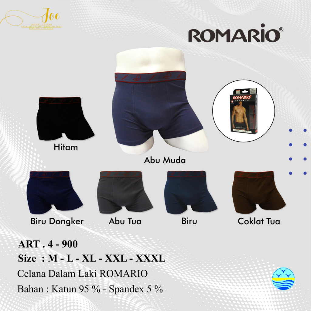 ISI 2 / CD Pria ROMARIO 4900 Model Boxer Bahan Katun / Celana Dalam Cowok Boxer Katun Premium - ROMA