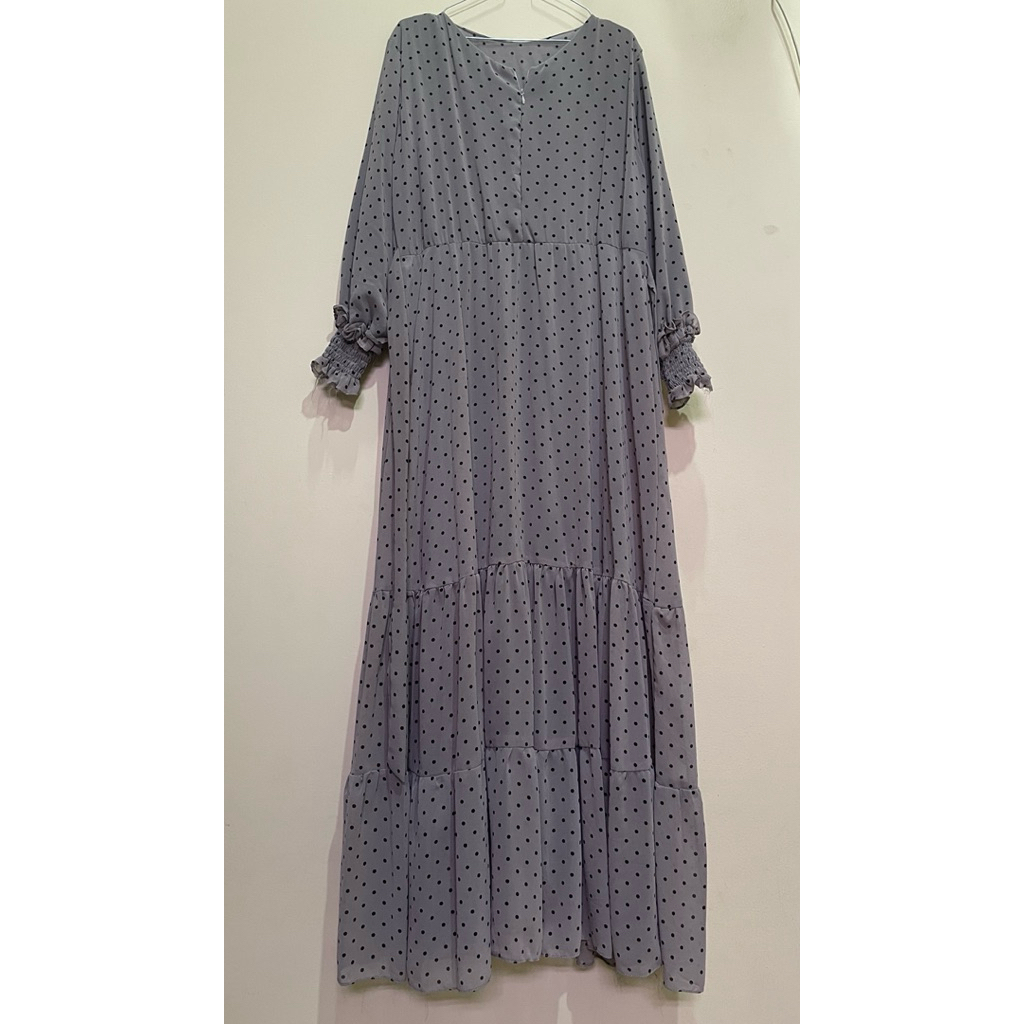 Gamis rempel susun/ Gamis busui sifon / Gamis polkadot