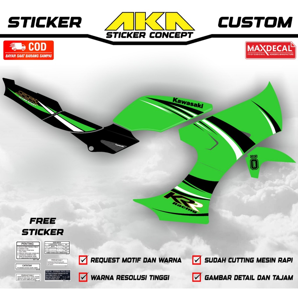 Sticker striping Kawasaki Ninja KRR SSR biru transparan (bisa request)