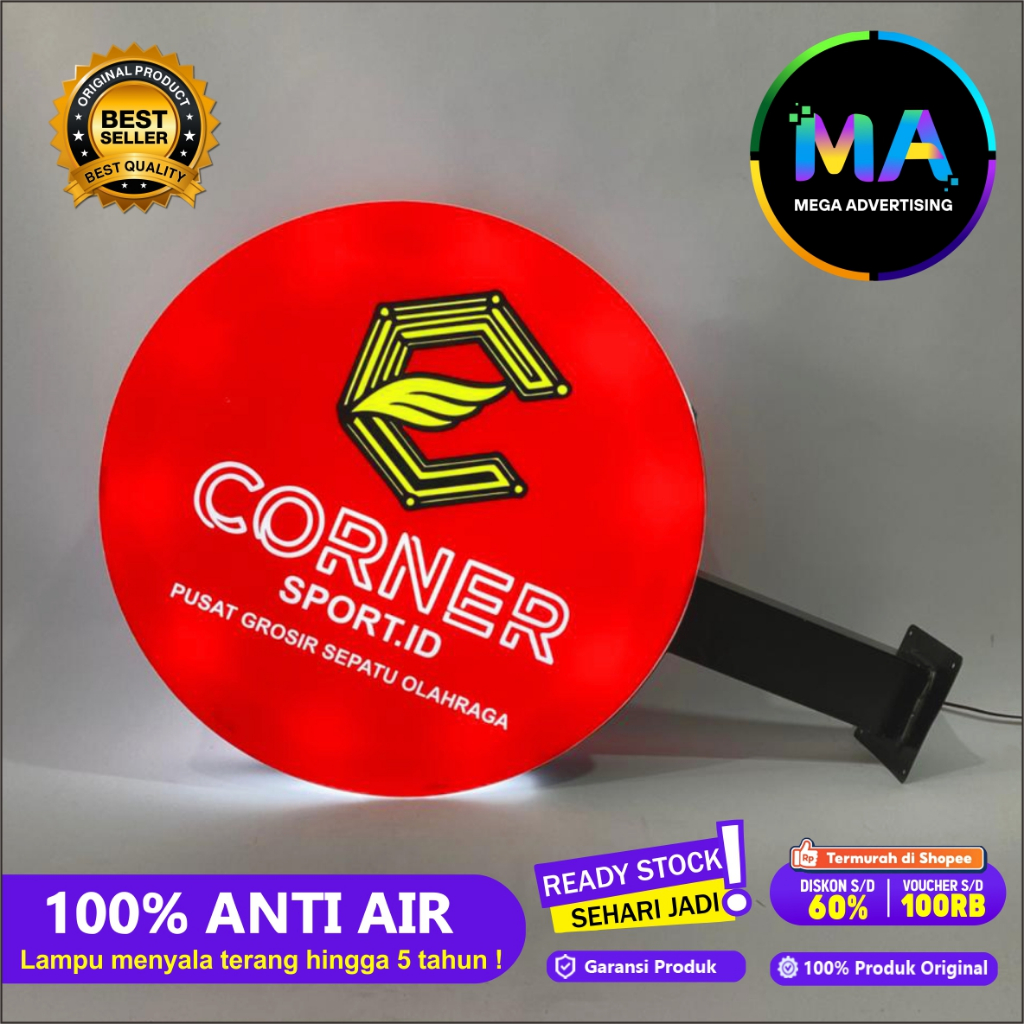 Neon Box Bulat Custom 2 Sisi