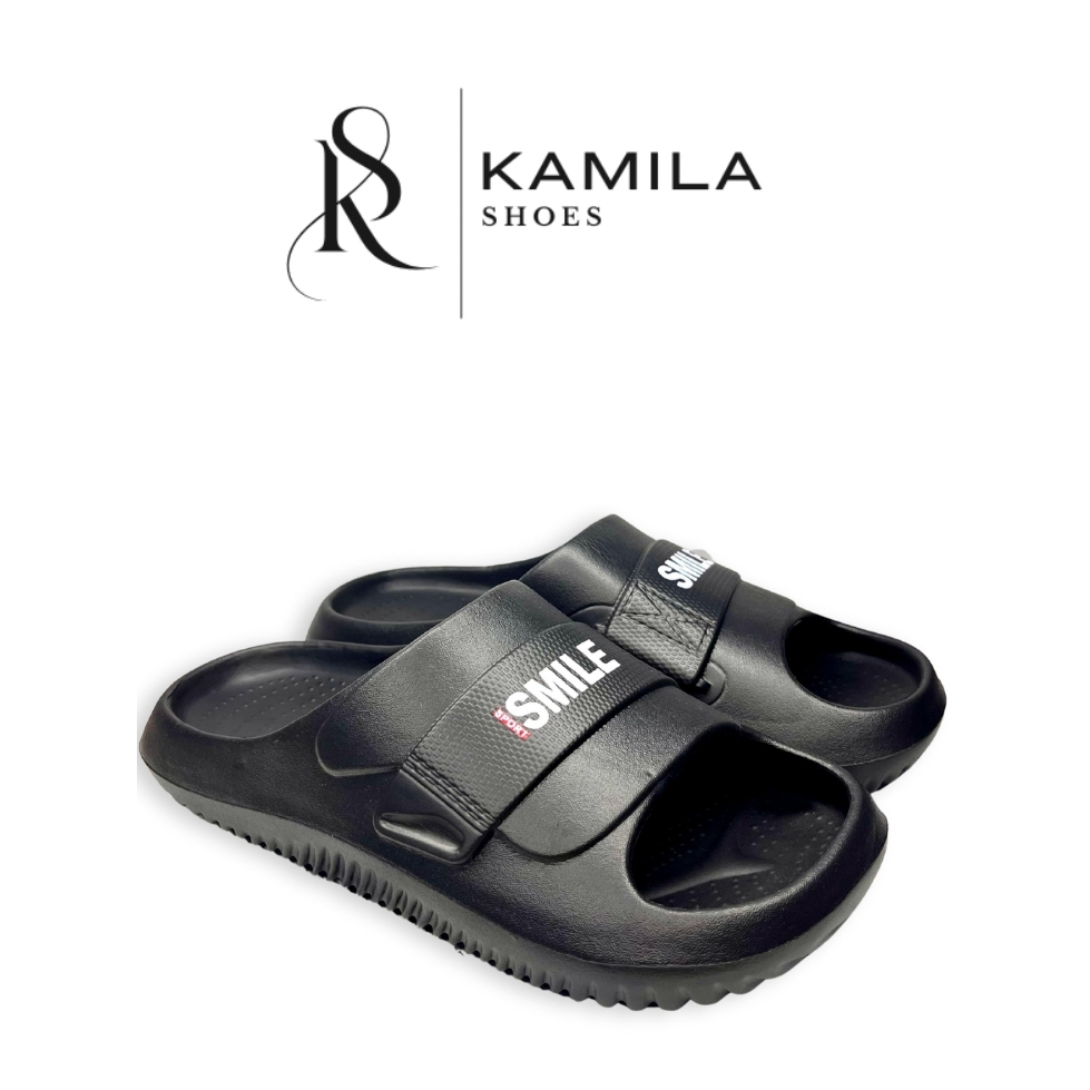 Sandal Modern Slip On Pria Dewasa Hitam Putih - Anti Slip