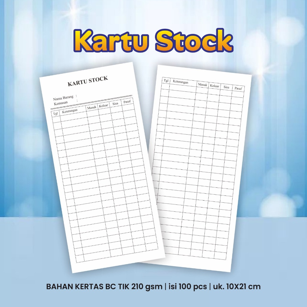 Kartu Stock Obat/Kartu Stock Barang Isi 100 Lembar