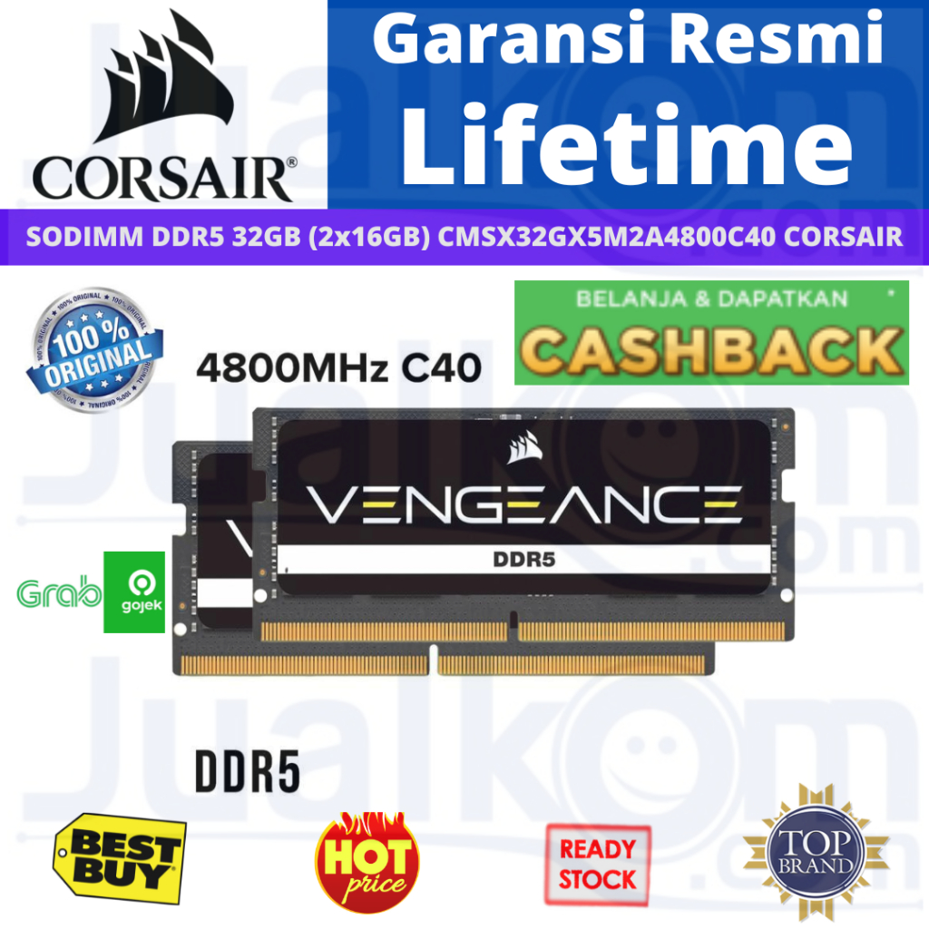 RAM LAPTOP DDR5 RAM 32GB DDR5 4800 CORSAIR SODIMM CORSAIR VENGEANCE DDR5 SODIMM 32GB (2x16GB) DDR5 4