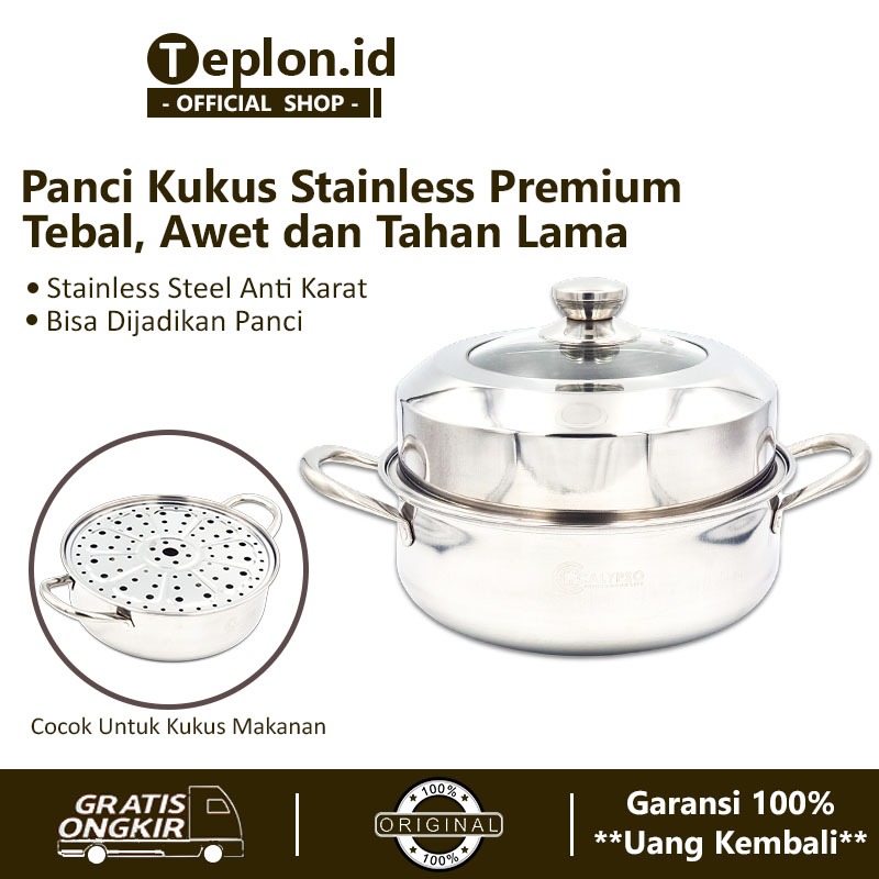 Calypso Panci Steamer Stainless 28cm | Kukusan Pengukus | Kukus Stenlis