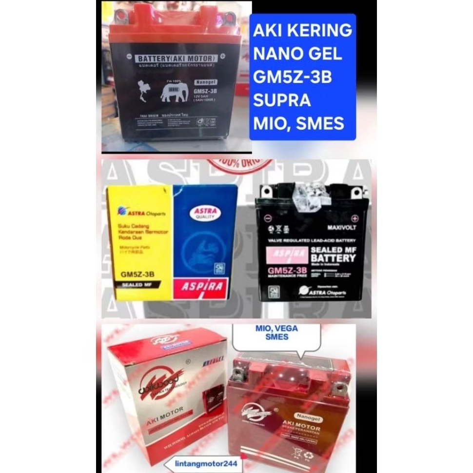 AKI KERING GM5Z-3B 12V5Ah WILWOOD, ASPIRA, THAI ORIGIN  supra, jupiter, mio, smes dll
