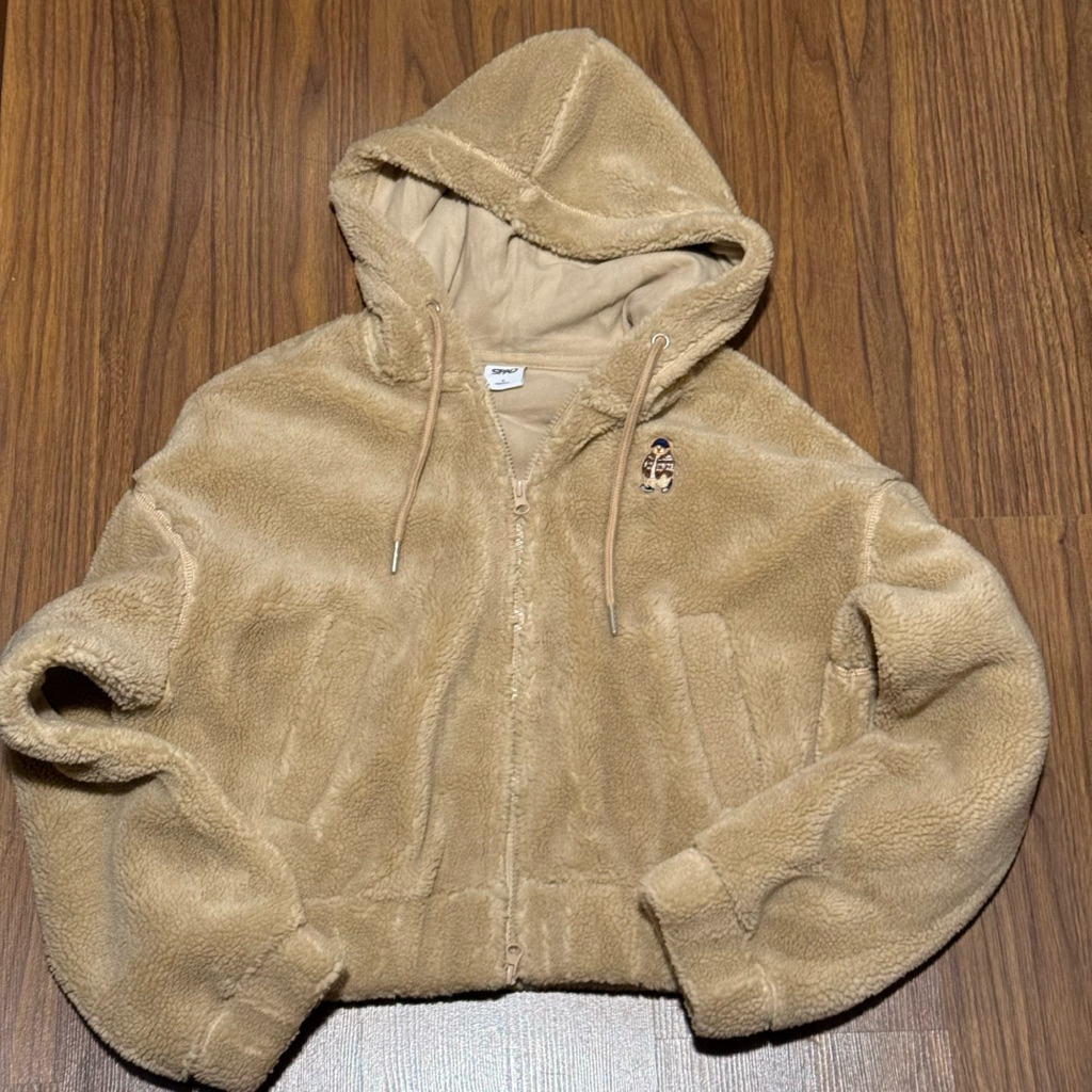 SPAO KOREA UNISEX WINTER JACKET BROWN FUR FLEECE SHEEP SIZE S ORIGINAL