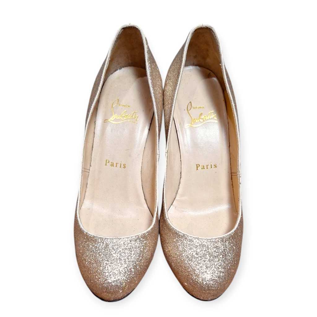 Preloved Louboutin Glitter Gold Heels