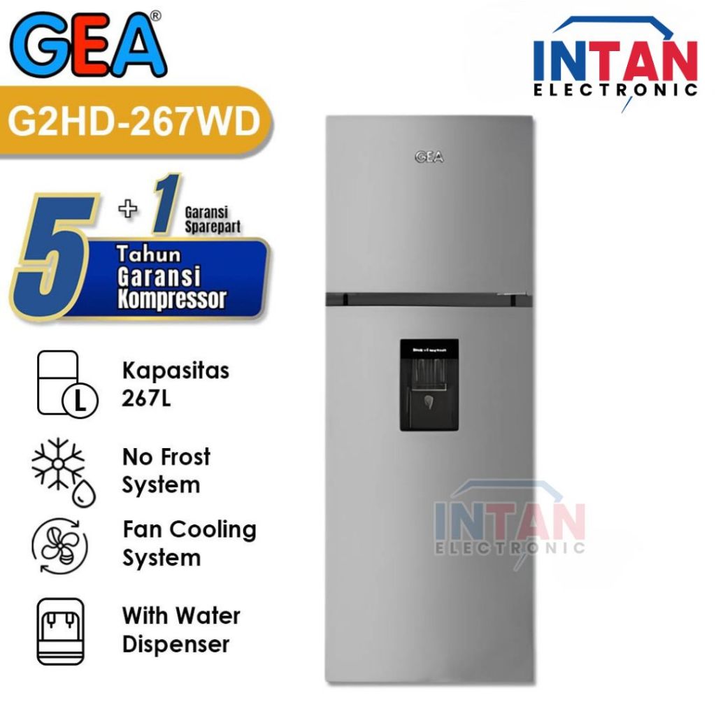 KULKAS 2 PINTU GEA 267 LITER G2HD-267WD / G2HD267WD DENGAN DISPENSER INOX MEDAN