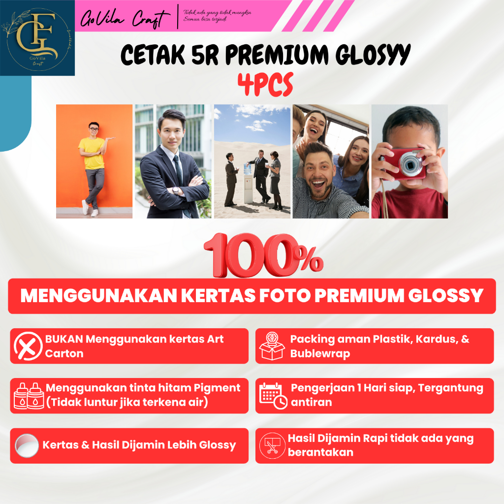 [4PCS] Cetak Foto 5R PREMIUM GLOSSY| 4PCS Kertas FOTO PREMIUM GLOSSY