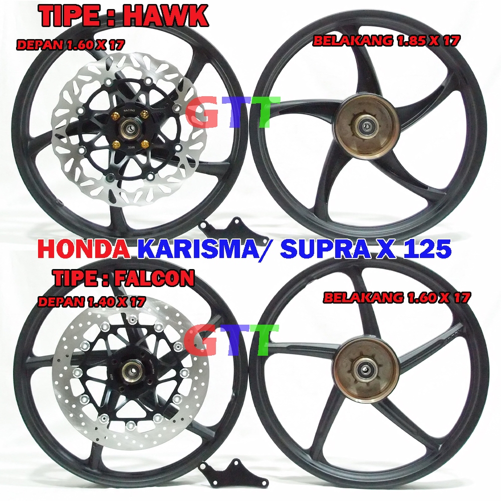 VELG RACING VROSSI HONDA KARISMA DAN SUPRA X 125 REM BELAKANG TROMOL DAN VELG LEBAR 140/160 DAN 160/