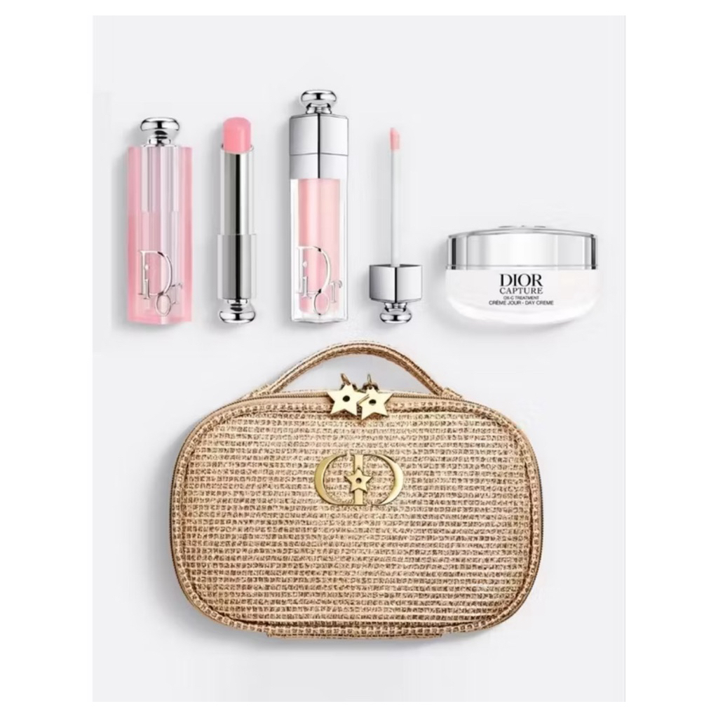 handcarry DIOR HOLIDAY GOLD POUCH SET 2025 CIRCUS OF DREAMS pouch bag addict lip Lip Maximizer Captu