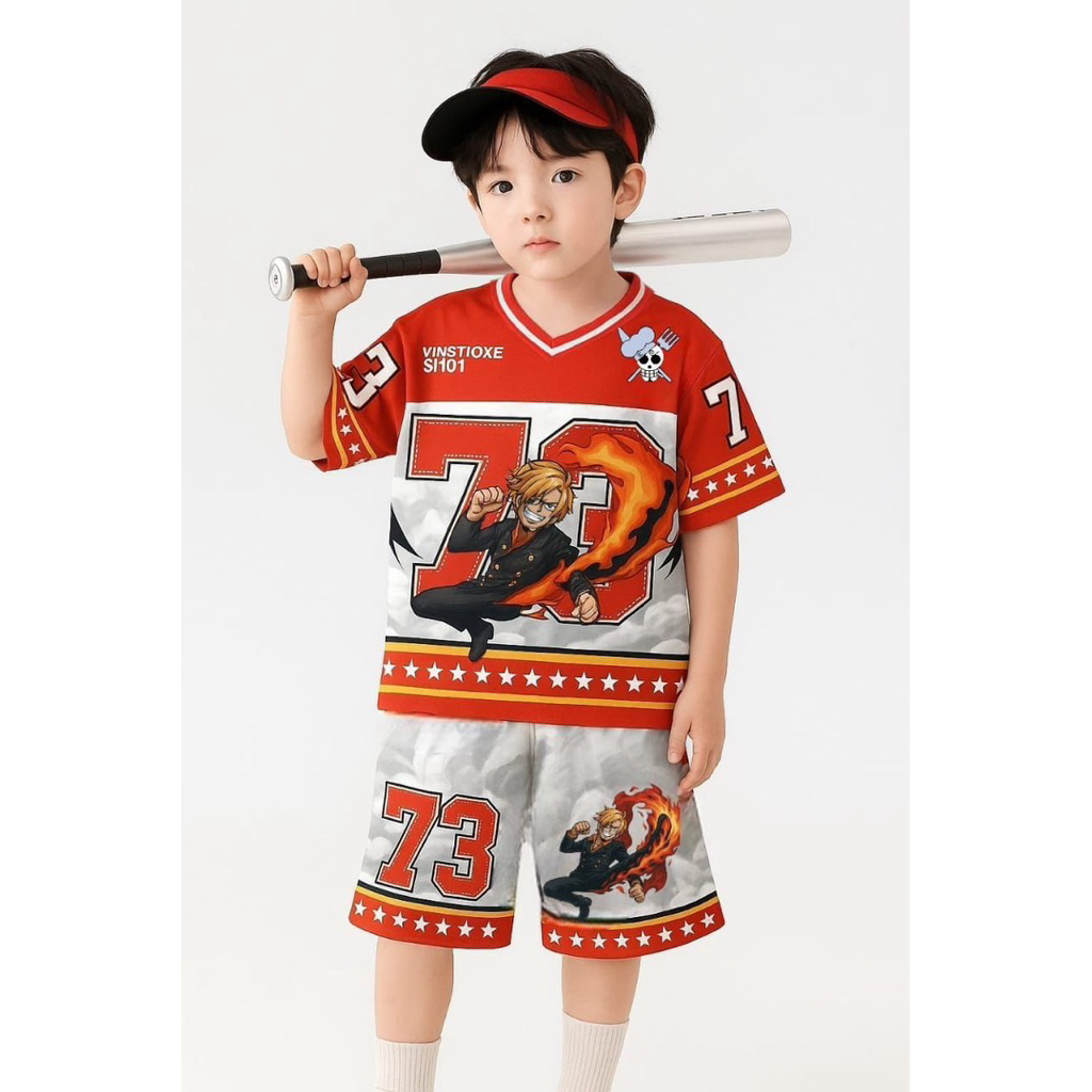 Baju Setelan Anak Kecil Motif Kartun Anime Dengan Nomor Premium