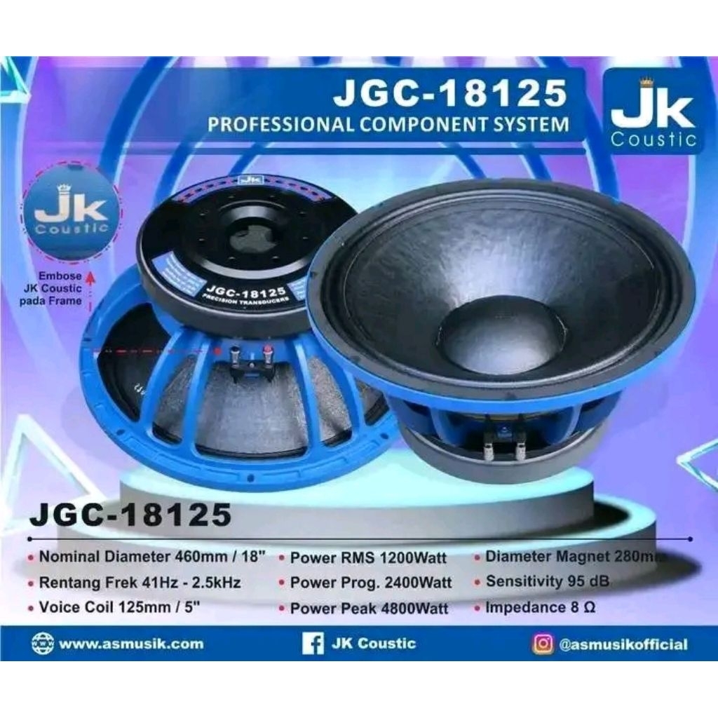 speaker 18inch JK COUSTIC JGC-18125 vc 5inch