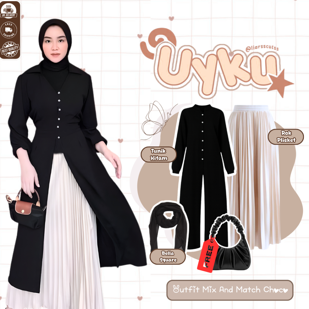 Kila One Set Tunik [ Tas + Hijab + Tunik + Rok Plisket ] One Set Wanita - D62