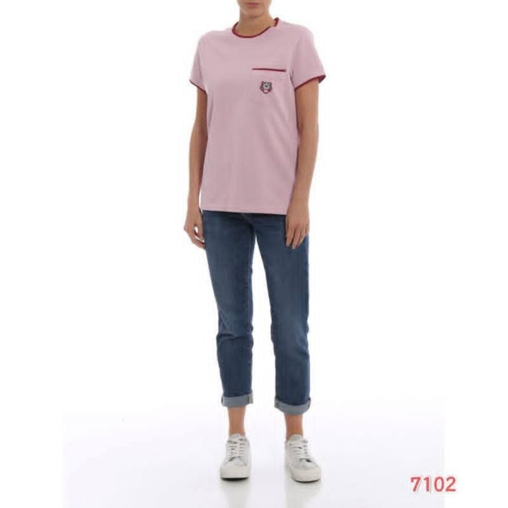 KENZO TIGER  CREST PINK COTTON PIQUE  SHIRT - TSHIRT SPORT WANITA (7102)