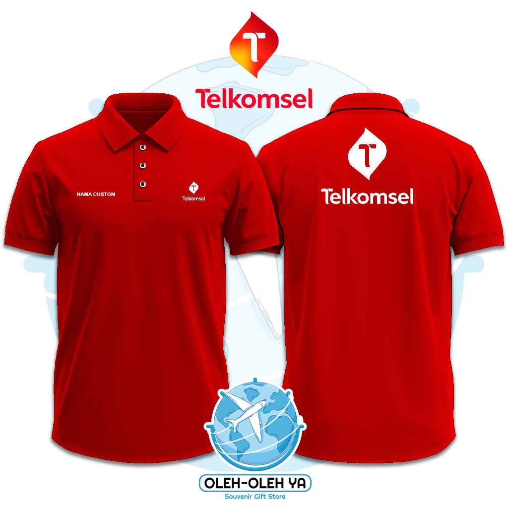 Oleh Oleh Ya Kaos Kerah Wangki Polo Shirt Kaos Kerja Wangki - Telkomsel Indonesia - Sablon DTF Bordi