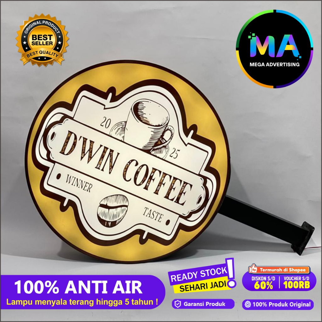 Neon Box Cafe 2 sisi Free Design Custom Logo