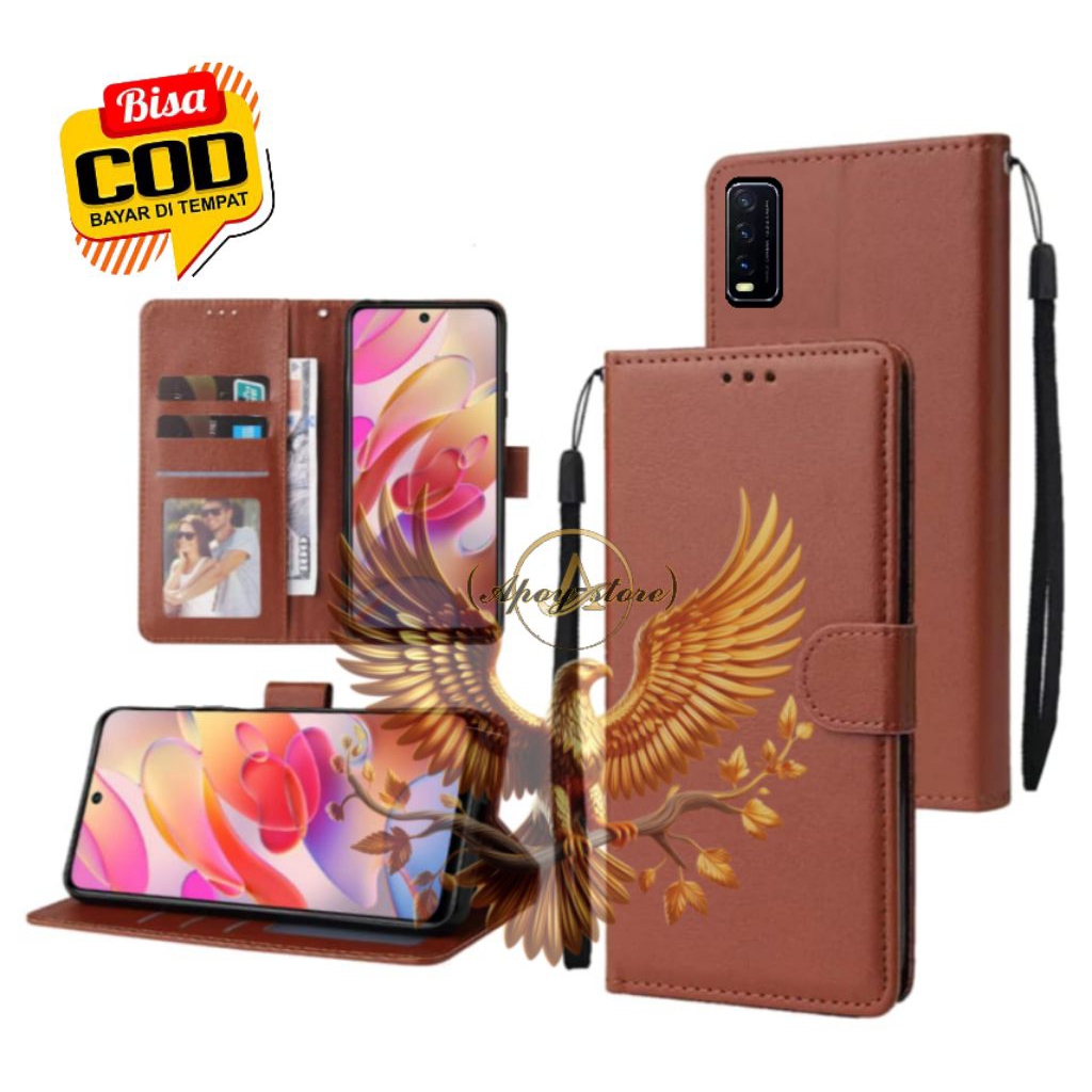 CASE HP VIVO Y12S/Y20/Y20S - CASING DOMPET-FLIP LEATHER-SARUNG HP