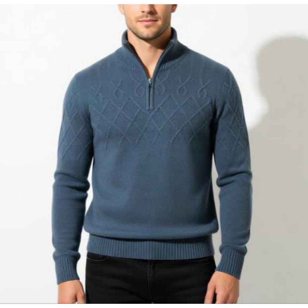 Armani Exchange Half Zipper Cable Sweater