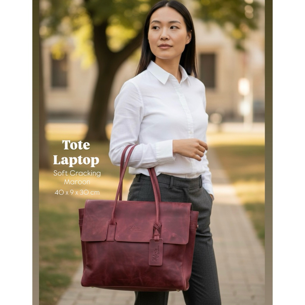 Tas Wanita Kulit Asli Tote Laptop Notebook Traveling Shoulder Hand Bag
