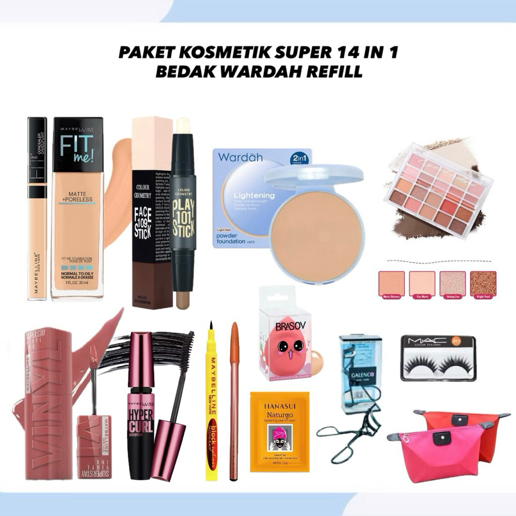 Paket Kosmetik Super Bedak Wardah Refill 14 IN 1 Super Lengkap Hemat - Paket MakeUp Murah Lengkapk