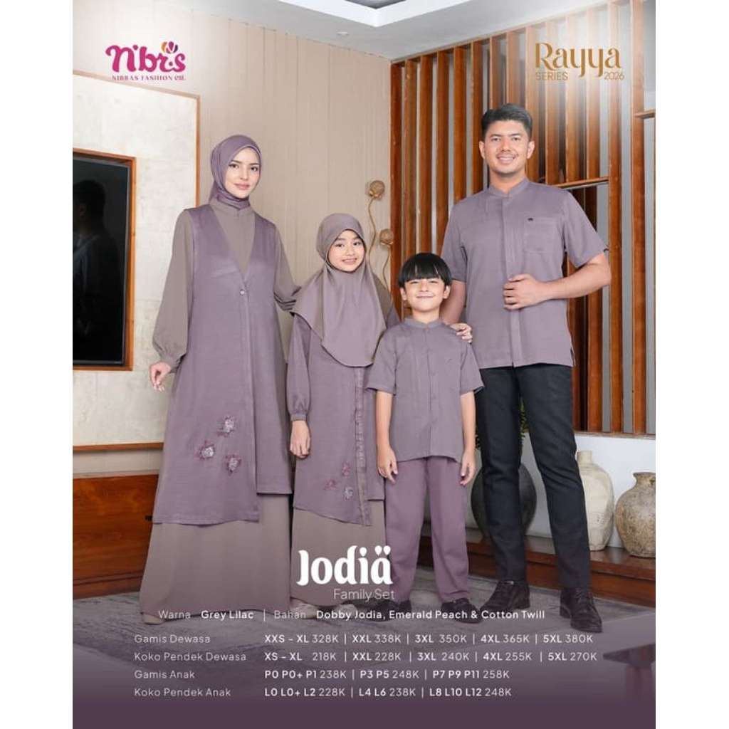 RAYYA SERIES NIBRAS GAMIS ANAK DAN KOKO ANAK JODIA WARNA GREY LILAC