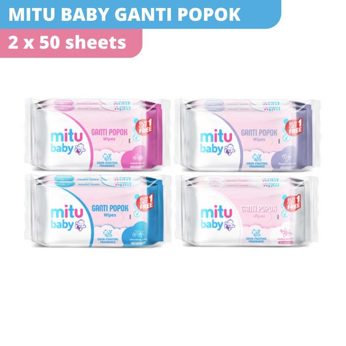 Mitu Baby Wipes Tisu Basah 50Sheet+50Sheet All Varian