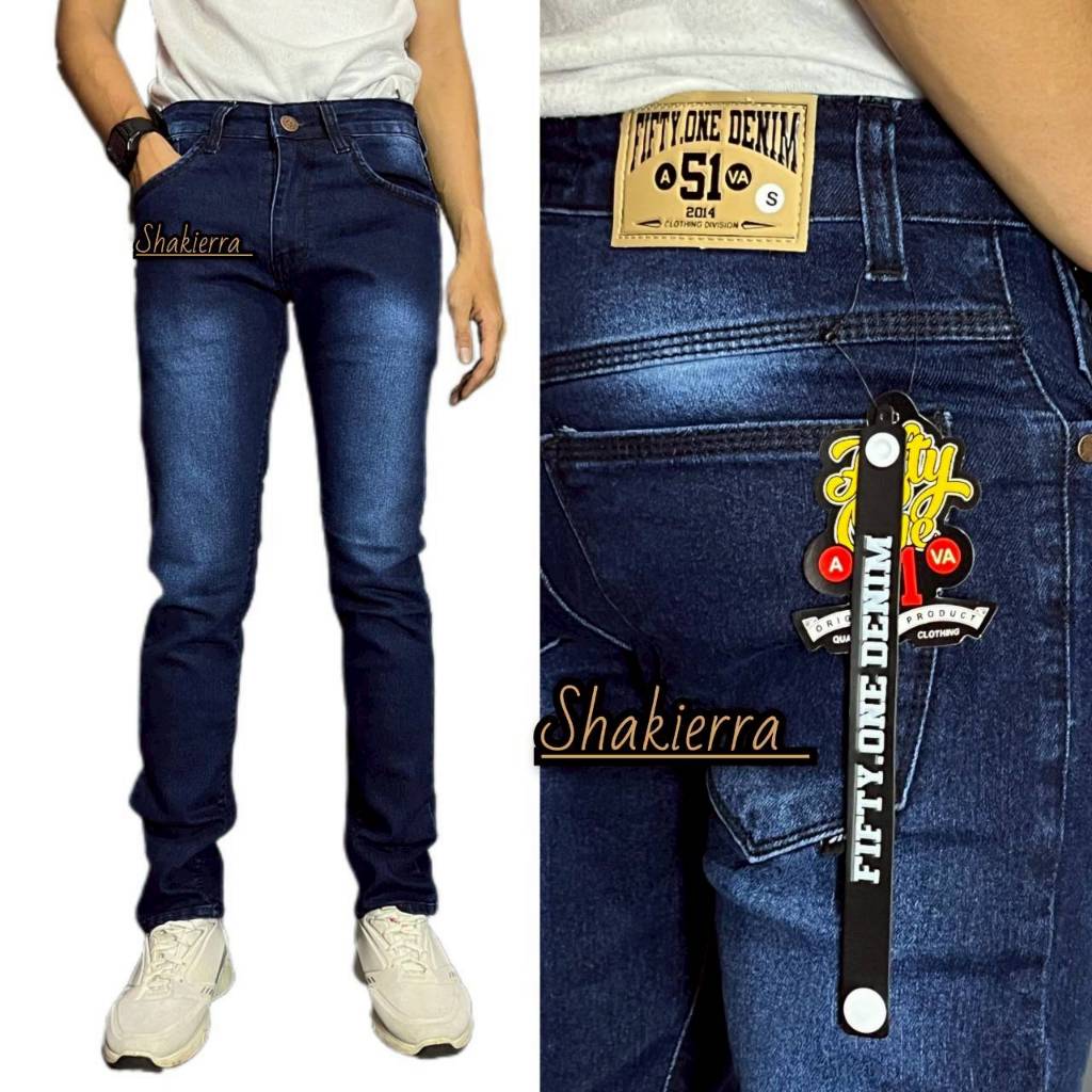 FIFTYONE51 TERLARIS Celana Pria Jeans Panjang SLIMFIT Calana warna Black jazz Scrup Clor Hitam Polos