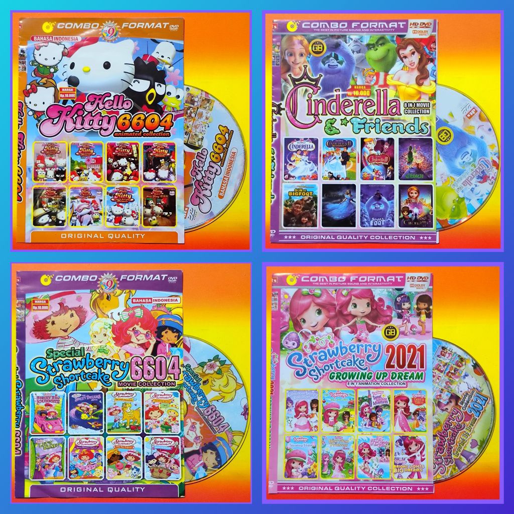 Kaset Film Kartun Anak Koleksi Hello Kitty - Cinderella - Strawberry Shortcake Edisi Pilihan Terbaik