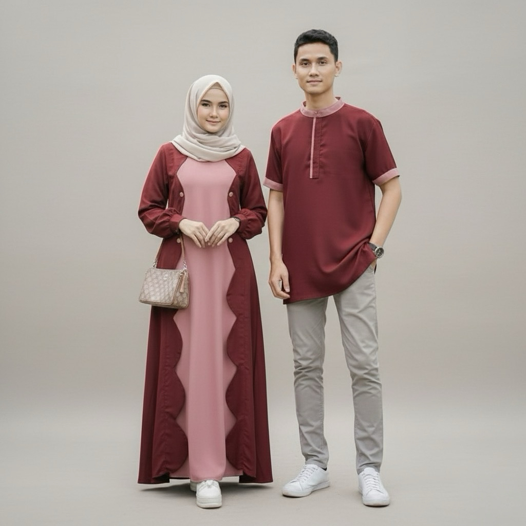 Qumala Couple I Sarimbit Suami Istri Couple Terbaru Premium Gamis Couple Lebaran Mewah Pesta Pasanga